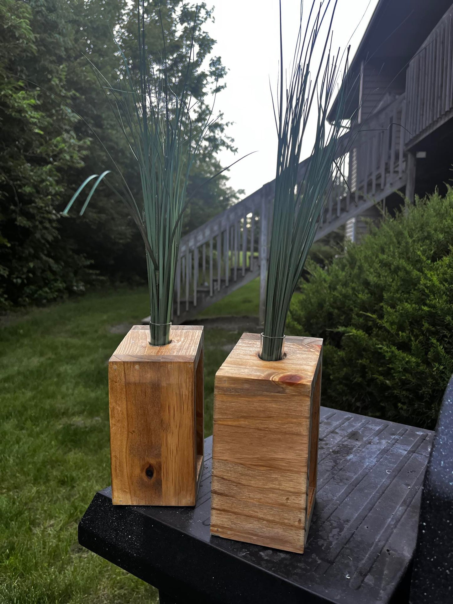 Wood & Glass vase (plant not included)