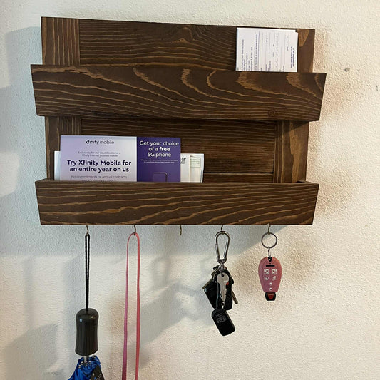 Entryway organizer with key hooks