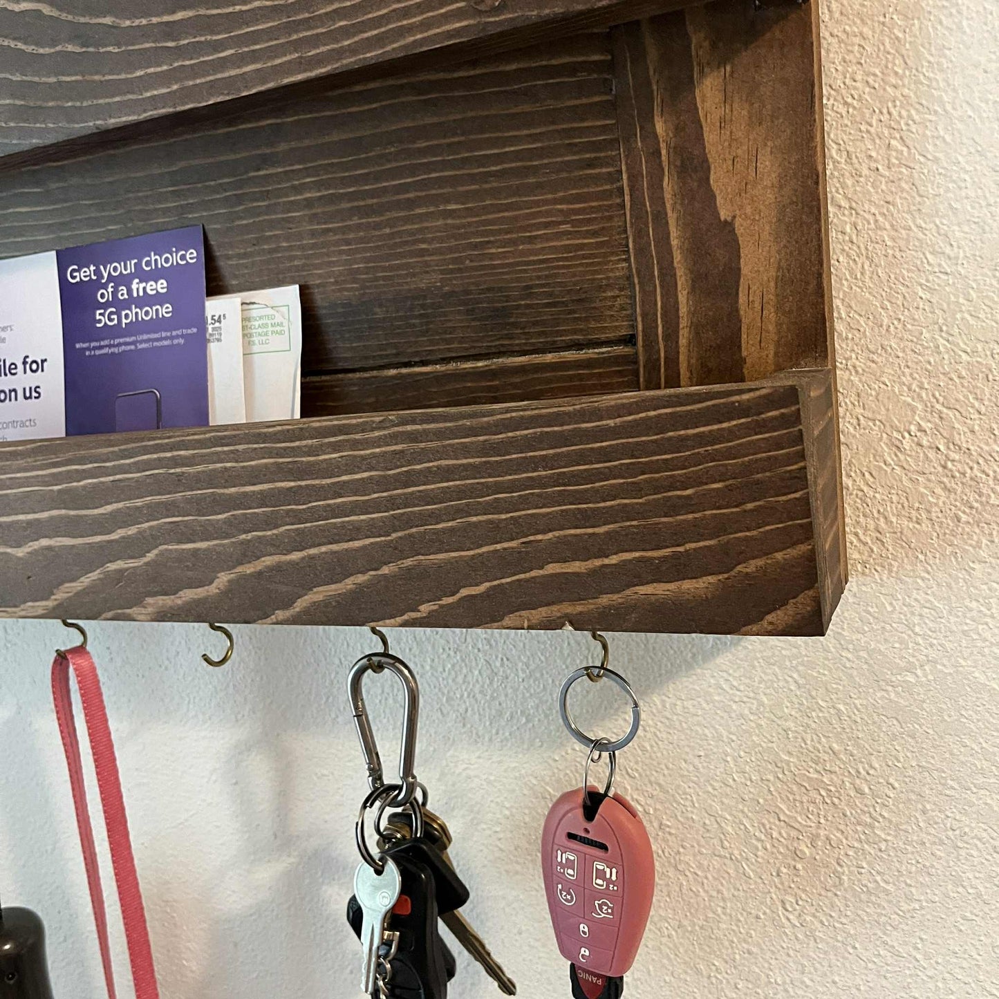 Entryway organizer with key hooks