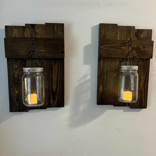 Rustic wall mounted candle holders