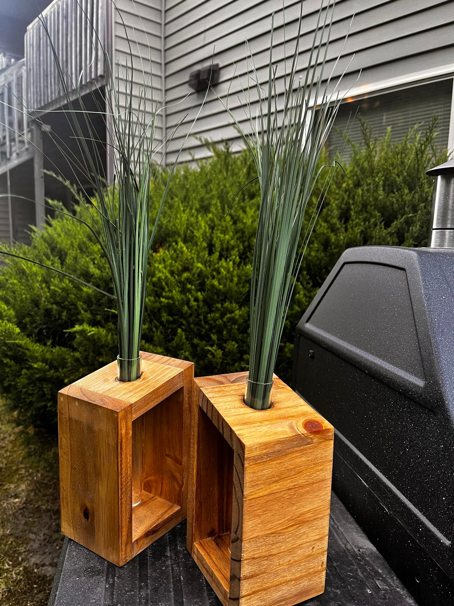 Wood & Glass vase (plant not included)