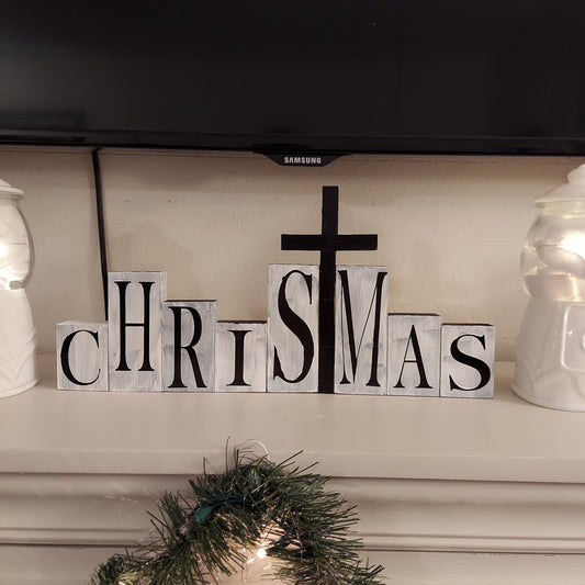 Distressed Christ Mas block decor